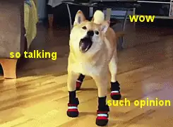 Animated doge meme GIF stored on Dogecoin